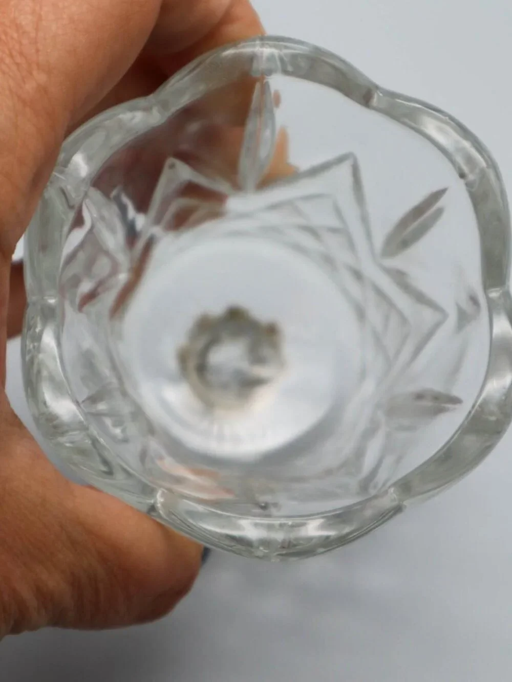 Vintage Homco Clear Glass Votive Candle Holder Sconce Insert Peg Grommet Diamond